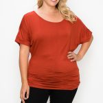 Short Sleeve Top Featuring A Round Neck And Ruched Sides