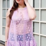 Plus Lace Sheer Ruffle Hem Sleeveless Maxi Top