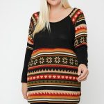Geometric Print-Contrast Tunic