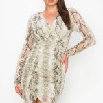Shirring Animal Print Dress
