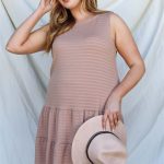 Plus Apricot Textured Ruffle Hem Open Back With Self-Tie Detail Mini Dress