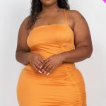 Plus Adjustable Ruched Detail Curvy Mini Dress- Id.Cc56582