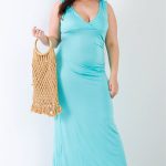 Plus V-Neck Sleeveless Maxi Dress