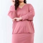 Plus Cut-Out Neck Details Dolman Midi Sleeve Mini Dress