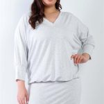 Plus Cut-Out Neck Details Dolman Midi Sleeve Mini Dress