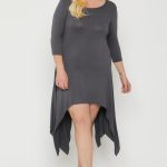 Asymmetrical Raw Edge Hem Solid Dress