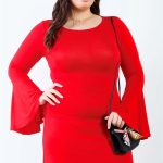 Plus Bell Long Sleeve Mini Dress