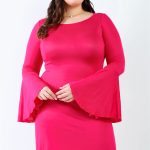 Plus Bell Long Sleeve Mini Dress