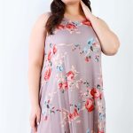 Plus Cocoa Flower Sleeveless Mini Dress