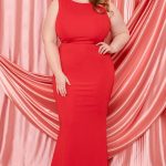 Ruffle Drapped Tail Plus Size Maxi Dress