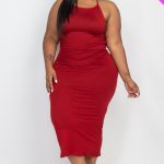 Plus Open Back Criscross Maxi Fashion Dress