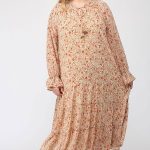 Floral Chiffon Tassel Tie Ruffled Maxi Dress With Full Lining