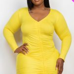 Plus Size Drawstring Ruched Front