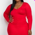 Plus Size Drawstring Ruched Front