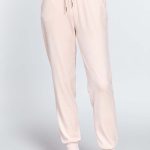 Waist Elastic Velour Long Jogger Pants