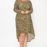Cheetah Print Dress Featuring A Round Neck