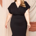 Pleated Dropped Shoudler Plus Midi Dress