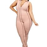 Plus Sleeveless Knitted Overlock Stitch Jumpsuit