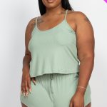 Plus Ribbed Strappy Top And Shorts Set- Id.Cc56585f
