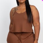 Plus Ribbed Strappy Top And Shorts Set- Id.Cc56585