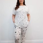 White Star Print Loose T-Shirt & Sweatpants Set