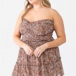 Plus Floral Print Ruched Ruffle Smocked Back Top & High Waist Flare Hem Mini Skirt Set