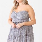 Plus Floral Print Ruched Ruffle Smocked Back Top & High Waist Flare Hem Mini Skirt Set