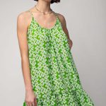 Floral Printed Wool Peach Cami Dress