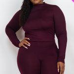 Plus Mock Neck Top & Biker Shorts Set