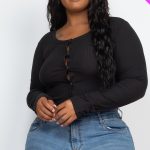 Plus Size Button Up Cropped Top