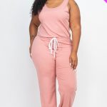 Plus Elasticized Waist Jogger Jumpsuit