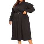 Puff Sleeve Trench Jacket Dress