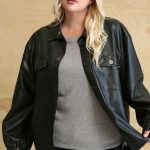 Faux Leather Button Down Shacket With Side Pockets