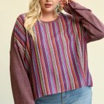 Novelty Knit And Solid Knit Mixed Loose Top