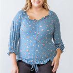 Plus Floral Print Ruched Ruffle Detail Smocked Back Top