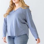 Plus Leopard Print V-Neck Long Sleeve Top