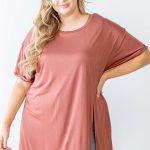 Plus Brick Round Neck Short Sleeve Relax Top