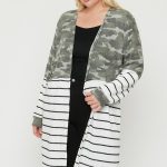 Long Sleeves Print-Striped Cardigan