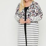 Long Sleeves Print-Striped Cardigan