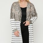 Long Sleeves Print-Striped Cardigan