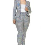 Plus Disco Metallic Sequins 2 Piece Jacket Set