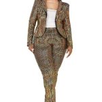 Plus Disco Metallic Sequins 2 Piece Jacket Set