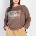 Plus Cocoa "Believe In Yourself,4 Love Of Your Life" Long Sleeve Top