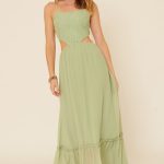 A Sheer, Chiffon Floral Lace Maxi Dress