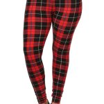 Plus Size Plaid & Checkered Print, Full Length Leggings In A Fitted Style