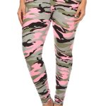 Plus Size Camouflage Printed Knit Legging With Elastic Waistband And High Waist Fit