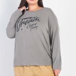 Plus Grey "Dream Comes True" Long Sleeve Top