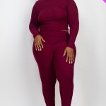 Plus Ribbed Mock Neck Long Sleeve Top & Leggings Set