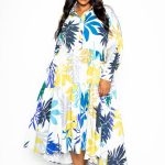 Printed Tierd Shirt Dress With Puff Sleeves