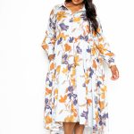 Printed Tierd Shirt Dress With Puff Sleeves